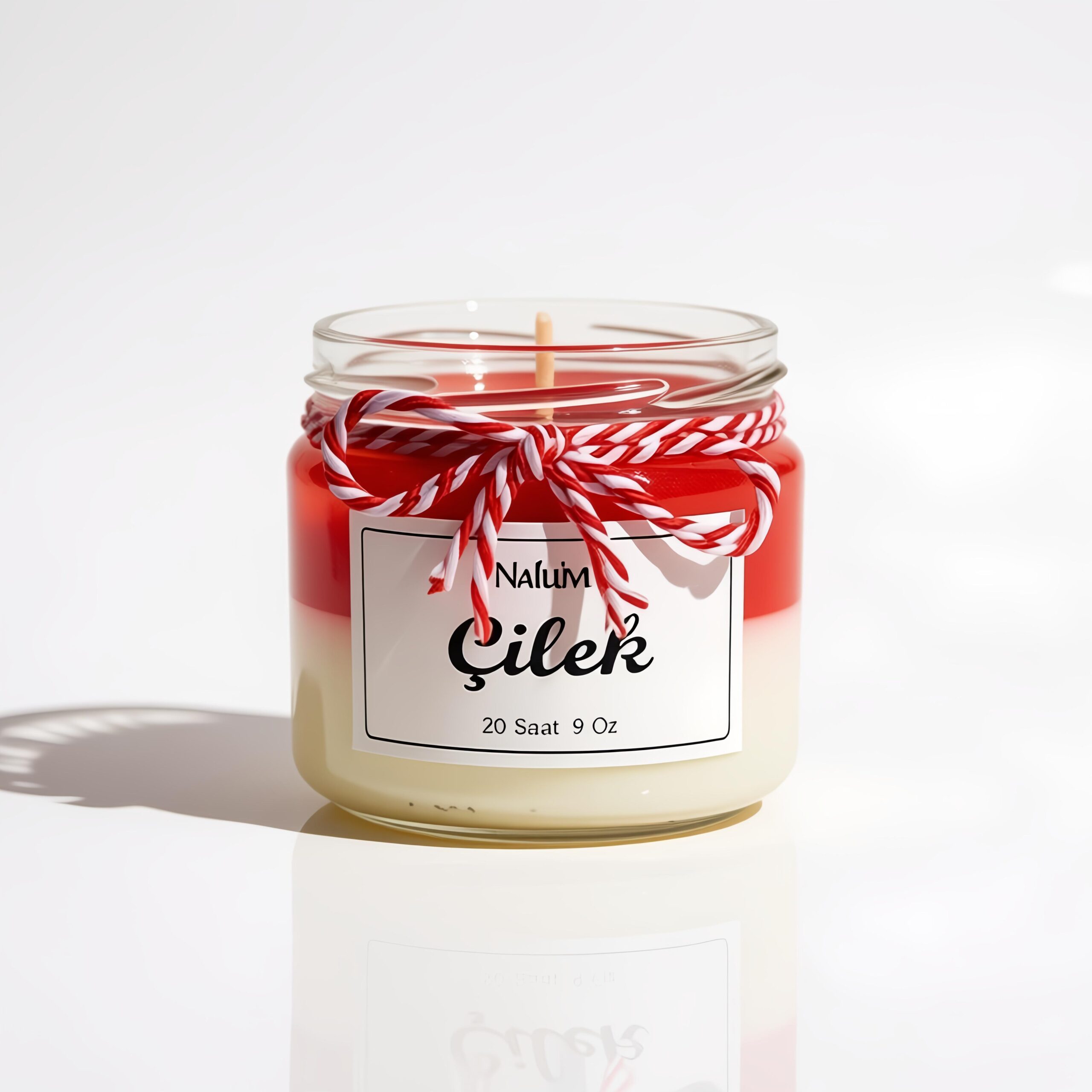 El Yapımı Katmanlı Çilek Kokulu Kavanoz Mumu