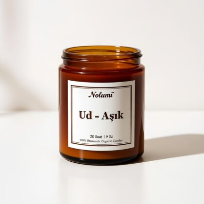 El Yapımı Ud Kokulu Klasik Amber Cam Mum